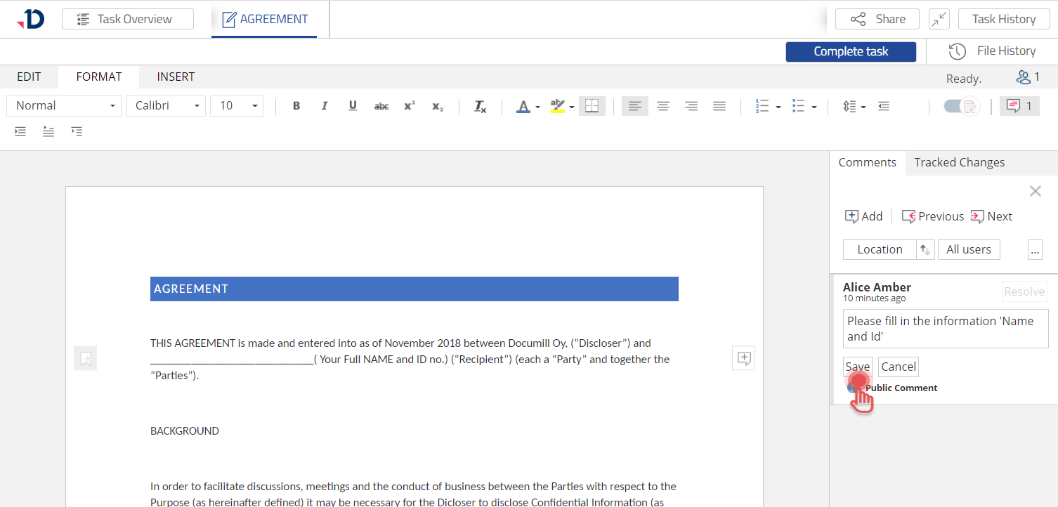 how to add comment in text file