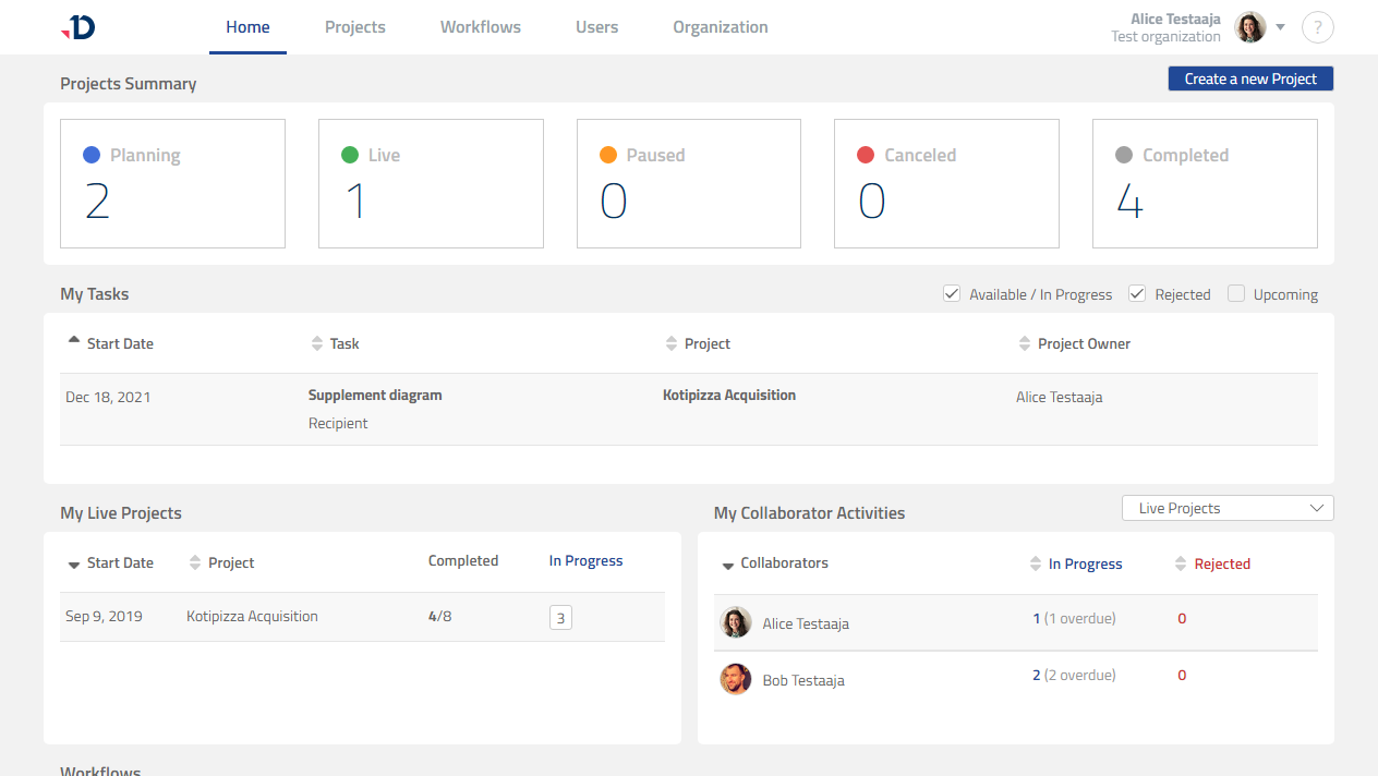 Create a Project - Home page.png