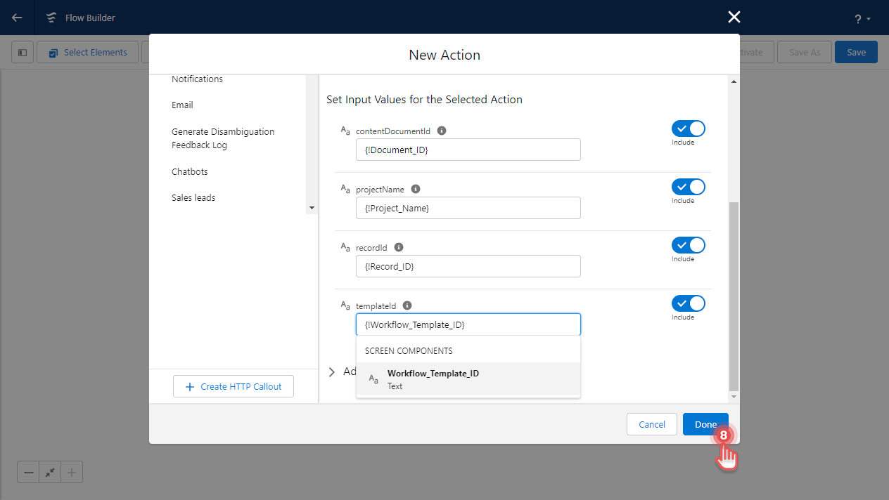 Flow builder - action element configuration.png