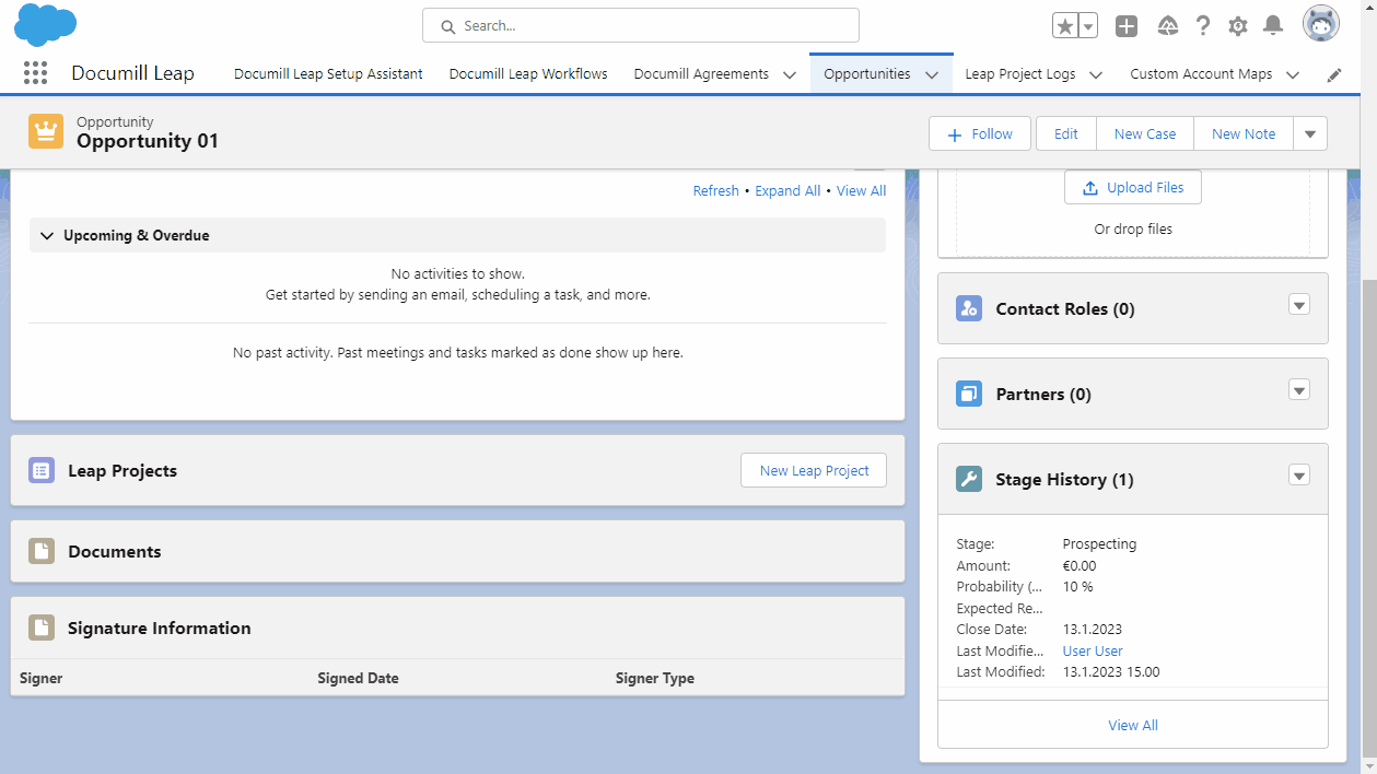 Create new Leap Project from Opportunity.gif