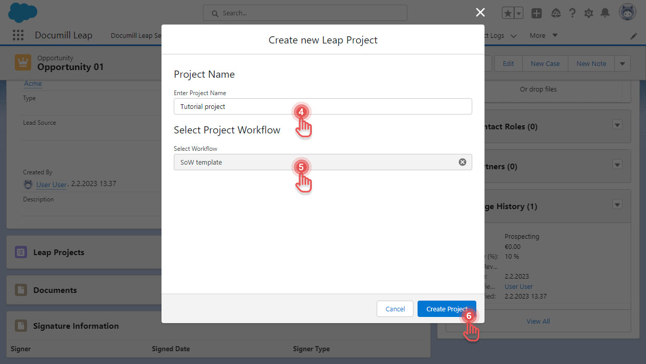 Create a leap project - name, template, create project.jpg